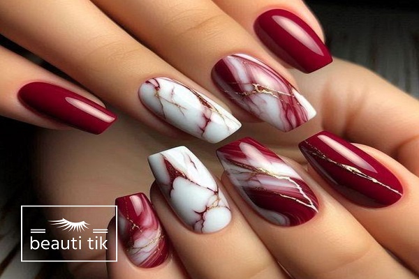 کاشت ناخن قرمز آمبره؛ بازی رنگ‌ها روی ناخن‌هات