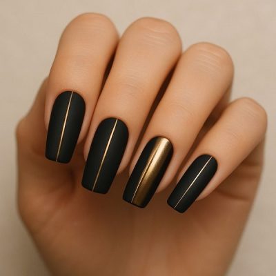 کاشت ناخن مشکی طلایی