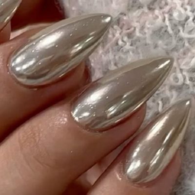 کاشت ناخن کروم نقره‌ای