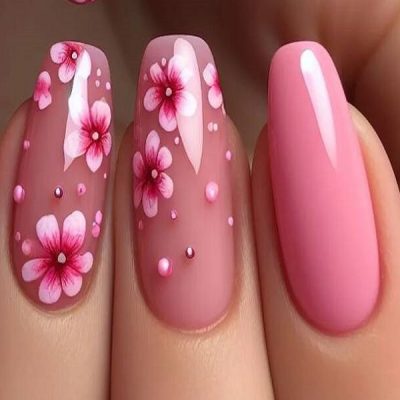 ناخن کاشت صورتی