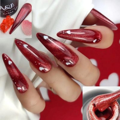 کاشت ناخن آیس ژل زرشکی