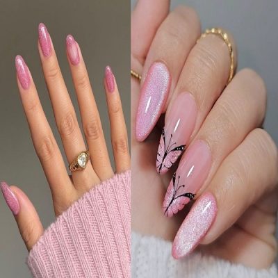 کاشت ناخن آیس ژل صورتی 